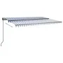Manual retractable awning with blue and white poles 3.5x2.5 m by vidaXL, Awnings - Ref: Foro24-3070116, Price: 345,55 €, Disc...