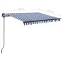 Manual retractable awning with blue and white poles 3.5x2.5 m by vidaXL, Awnings - Ref: Foro24-3070116, Price: 345,55 €, Disc...