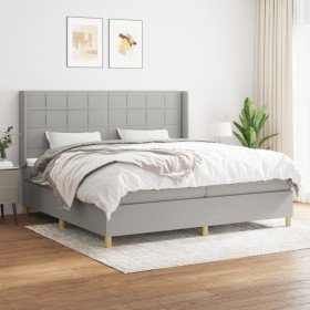 Cama box spring con colchón tela gris claro 200x200 cm en Camas y somieres | Comprar online en Foro24