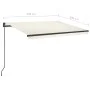 Retractable manual awning with cream color and LED lights, 3.5x2.5 m. by vidaXL, Awnings - Ref: Foro24-3070122, Price: 507,10...