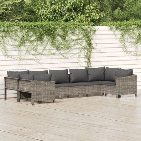 7-piece garden furniture set and gray synthetic rattan cushions by vidaXL, Garden sets - Ref: Foro24-3187302, Price: 514,81 €...