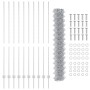 Cerca de Eslabones de Cadena con 20 postes en plata 1.6x10 m acero by , fence posts - Ref: Foro24-3336292, Price: 137,30 €, D...