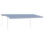 Manual retractable awning with blue and white poles 6x3.5 m by vidaXL, Awnings - Ref: Foro24-3070076, Price: 685,15 €, Discou...