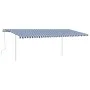 Manuell einziehbare Markise mit blauen und weißen Stangen 6x3,5 m von vidaXL, Markisen - Ref: Foro24-3070076, Preis: 690,18 €...