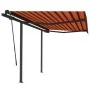 Manual retractable awning with orange and brown poles 3x2.5 m by vidaXL, Awnings - Ref: Foro24-3070100, Price: 302,34 €, Disc...