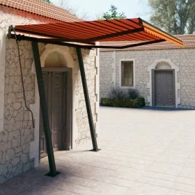Toldo manual retráctil con postes naranja y marrón 3,5x2,5 m de vidaXL, Toldos - Ref: Foro24-3070120, Precio: 338,33 €, Descu...
