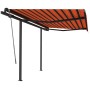 Retractable manual awning with orange and brown posts, 3.5x2.5 m. by vidaXL, Awnings - Ref: Foro24-3070120, Price: 315,77 €, ...