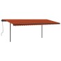 Retractable manual awning with orange and brown posts, 3.5x2.5 m. by vidaXL, Awnings - Ref: Foro24-3070120, Price: 315,77 €, ...