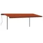 Retractable manual awning with orange and brown posts, 3.5x2.5 m. by vidaXL, Awnings - Ref: Foro24-3070120, Price: 338,36 €, ...