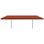 Retractable manual awning with orange and brown posts, 3.5x2.5 m. by vidaXL, Awnings - Ref: Foro24-3070120, Price: 315,77 €, ...