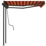 Retractable manual awning with orange and brown posts, 3.5x2.5 m. by vidaXL, Awnings - Ref: Foro24-3070120, Price: 338,36 €, ...