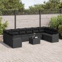 Conjunto de sofá de jardín con cojín 11 pcs Negro Poliratán
