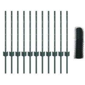 Postes de Cerca 11 pcs U-Channel Verde 60 cm Acero, Cerca Hexagonal Verde 0,6x25 m Acero von , Zaunpfosten - Ref: Foro24-3336...