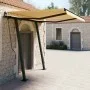 Manual retractable awning with yellow and white poles 3.5x2.5 m by vidaXL, Awnings - Ref: Foro24-3070118, Price: 340,69 €, Di...