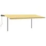 Manual retractable awning with yellow and white poles 3.5x2.5 m by vidaXL, Awnings - Ref: Foro24-3070118, Price: 340,69 €, Di...