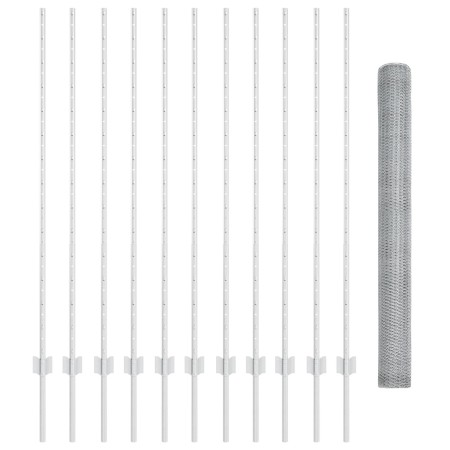 Poste de Cerca 22 pcs U-Channel 140 cm Acero Galvanizado, Cerca Hexagonal 1.4x25 m Acero Galvanizado by , fence posts - Ref: ...