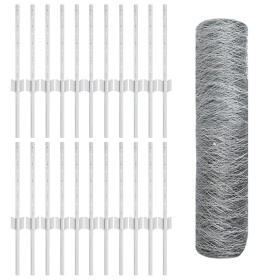 Postes de cerca 11 pcs U-Channel 40 cm Acero galvanizado, Cerca hexagonal 0.4x50 m Acero galvanizado by , fence posts - Ref: ...