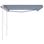 Automatic retractable awning with blue and white poles 4x3.5 m by vidaXL, Awnings - Ref: Foro24-3070026, Price: 538,57 €, Dis...