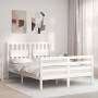 Weißer Massivholzbettrahmen mit Kopfteil 140x200 cm von vidaXL, Betten und Lattenroste - Ref: Foro24-3194312, Preis: 149,68 €...