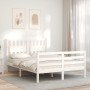Weißer Massivholzbettrahmen mit Kopfteil 140x200 cm von vidaXL, Betten und Lattenroste - Ref: Foro24-3194312, Preis: 149,68 €...