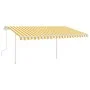 Manual retractable awning with yellow and white poles 4.5x3.5 m by vidaXL, Awnings - Ref: Foro24-3070038, Price: 475,18 €, Di...
