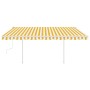 Manual retractable awning with yellow and white poles 4.5x3.5 m by vidaXL, Awnings - Ref: Foro24-3070038, Price: 483,65 €, Di...