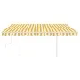Manual retractable awning with yellow and white poles 4.5x3.5 m by vidaXL, Awnings - Ref: Foro24-3070038, Price: 475,18 €, Di...