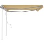 Manual retractable awning with yellow and white poles 4.5x3.5 m by vidaXL, Awnings - Ref: Foro24-3070038, Price: 483,65 €, Di...