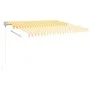 Manual retractable awning with yellow and white poles 4.5x3.5 m by vidaXL, Awnings - Ref: Foro24-3070038, Price: 475,18 €, Di...