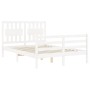 Weißer Massivholzbettrahmen mit Kopfteil 140x200 cm von vidaXL, Betten und Lattenroste - Ref: Foro24-3194312, Preis: 149,68 €...