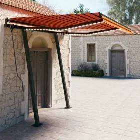 Manual retractable awning with orange and brown LED 3x2.5 m by vidaXL, Awnings - Ref: Foro24-3070105, Price: 362,85 €, Discou...