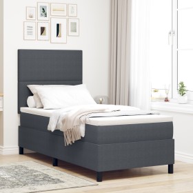 Cama con Somier y Colchón Gris Oscuro 100x200 cm Tela de Corduroy de , Camas y somieres - Ref: Foro24-3337544, Precio: 359,42...