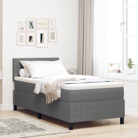 Cama Box Spring con Colchón & LED Gris Claro 100x200 cm Tela de Pana de , Camas y somieres - Ref: Foro24-3337587, Precio: 316...