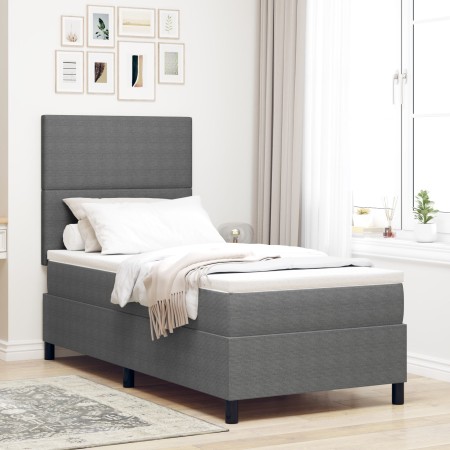 Cama con Resorte con Colchón y Luz LED Gris 90x200 cm Tela de Corduroy de , Camas y somieres - Ref: Foro24-3337627, Precio: 3...