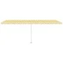 Manual retractable awning with yellow and white LED 600x350 cm by vidaXL, Awnings - Ref: Foro24-3069683, Price: 862,89 €, Dis...