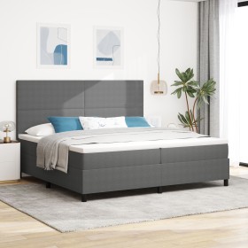 Cama con Somier con Colchón y Luz LED Gris 200x200 cm Tela de Pana de , Camas y somieres - Ref: Foro24-3337659, Precio: 613,3...