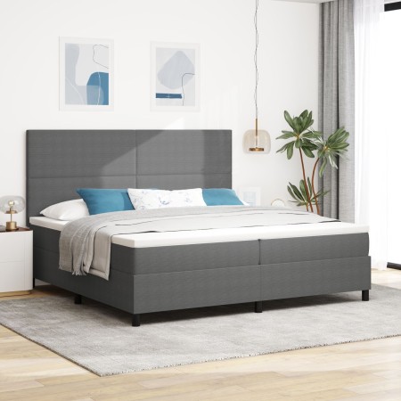 Cama con Somier con Colchón y Luz LED Gris 200x200 cm Tela de Pana de , Camas y somieres - Ref: Foro24-3337659, Precio: 613,3...