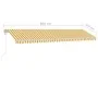 Manual retractable awning with yellow and white LED 600x350 cm by vidaXL, Awnings - Ref: Foro24-3069683, Price: 862,89 €, Dis...