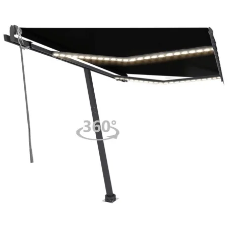 Automatic awning LED wind sensor anthracite gray 300x250 cm by vidaXL, Awnings - Ref: Foro24-3069714, Price: 562,44 €, Discou...