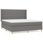 Cama box spring con colchón tela gris oscuro 180x200 cm