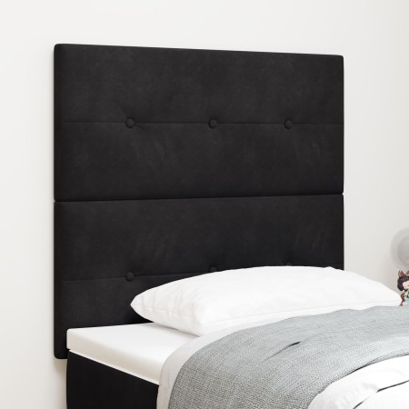 Cabecera con botones, tapizada en terciopelo negro de 90 cm von , Kopf- und Fußteile - Ref: Foro24-3337804, Preis: 76,68 €, R...