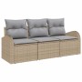 Conjunto de sofá de jardín con cojín 3 pcs Beige Poliratán