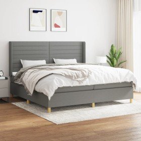 Cama box spring con colchón tela gris oscuro 200x200 cm en Camas y somieres | Comprar online en Foro24