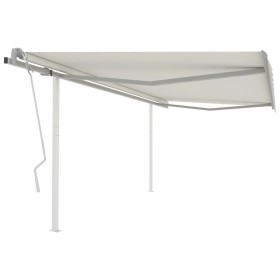 Manual retractable awning with cream poles 4.5x3.5 m by vidaXL, Awnings - Ref: Foro24-3070037, Price: 486,69 €, Discount: %