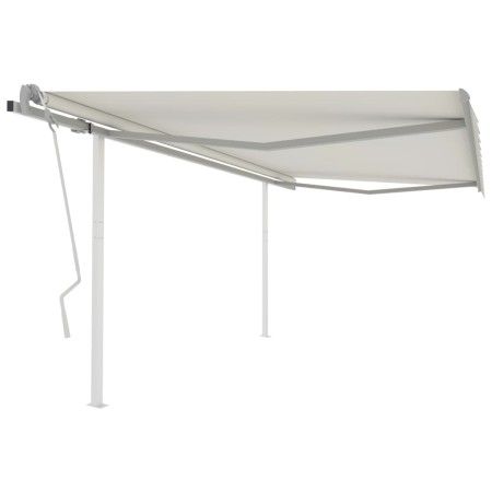 Manual retractable awning with cream poles 4.5x3.5 m by vidaXL, Awnings - Ref: Foro24-3070037, Price: 484,94 €, Discount: %