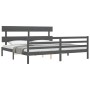 Gray solid wood bed frame with headboard 200x200 cm by vidaXL, Beds and slatted bases - Ref: Foro24-3195113, Price: 170,36 €,...