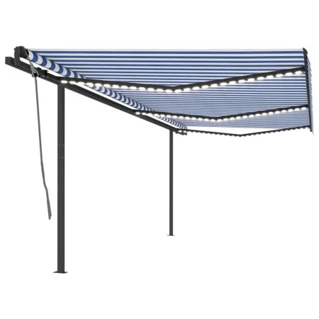 Toldo automático con LED sensor de viento azul y blanco 6x3 m de vidaXL, Toldos - Ref: Foro24-3070211, Precio: 862,48 €, Desc...