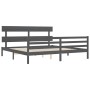 Gray solid wood bed frame with headboard 200x200 cm by vidaXL, Beds and slatted bases - Ref: Foro24-3195113, Price: 170,36 €,...