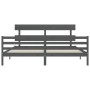 Gray solid wood bed frame with headboard 200x200 cm by vidaXL, Beds and slatted bases - Ref: Foro24-3195113, Price: 170,36 €,...
