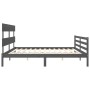 Gray solid wood bed frame with headboard 200x200 cm by vidaXL, Beds and slatted bases - Ref: Foro24-3195113, Price: 170,36 €,...